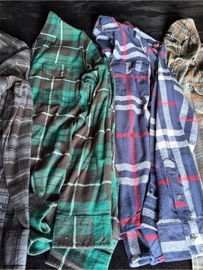 Men's Green Plaid Flannel Shirt bundle - Classic Casual